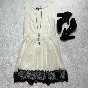 Express Size 6, Ivory with Black Lace Mini Dress